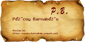 Pécsy Barnabás névjegykártya